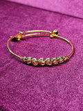 24K Gold Plated Adjustable Snake Chain Slider Bracelet | Ribbed Bead Center Detail