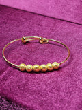24K Gold Plated Adjustable Snake Chain Slider Bracelet | 6 Textured Caviar Bead Center Detail